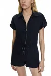 Pistola Meg Zip-front Utility Romper In Blue