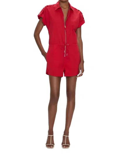 Pistola Meg Zip Front Romper In Ruby In Pink