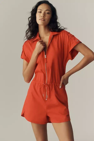Pistola Meg Zip-front Romper In Orange