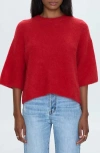 Pistola Micah Short Sleeve Crewneck Sweater In Ruby In Ruby