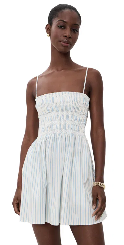 Pistola Mina Smocked Bodice Mini Dress Coast In White