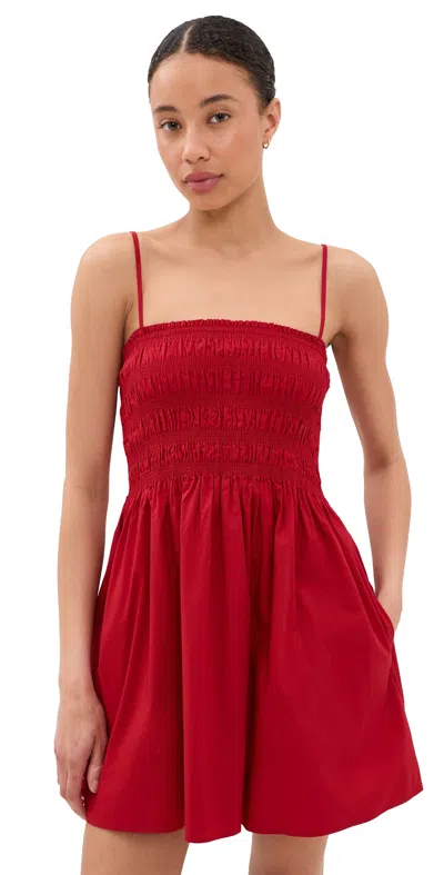Pistola Mina Smocked Bodice Mini Dress Racer Red