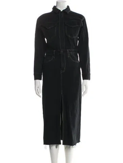 Pre-owned Pistola Mock Neck Long Dress In Black