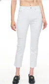 Pistola Monroe High Rise Cigarette Crop In Seashell Distressed In White