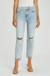 Pistola Monroe High Rise Slim Cigarette Jeans In Dune Distressed In Multi