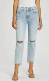 Pistola Monroe High Rise Slim Cigarette Jeans In Dune Distressed In Blue