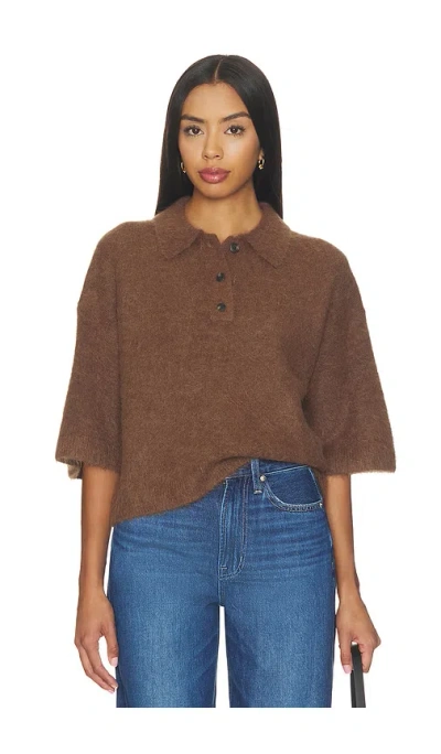 Pistola Nadya Alpaca Blend Boxy Polo Sweater Top In Neutral