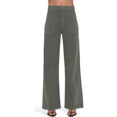 Pistola Nicole Stretch Cotton Wide Leg Pants In Green