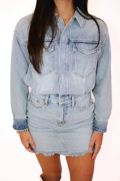 Pistola Nina Long Sleeve Denim Dress In Blue