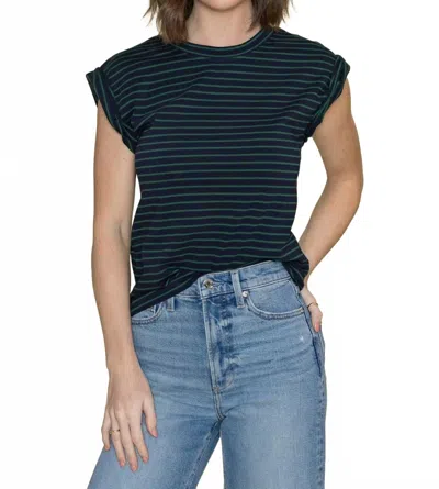 Pistola Olivia Rolled Cap Sleeve Top In Navy/green