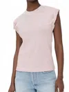 Pistola Olivia Rolled Sleeve Tee In White Ruby Stripe In Pink