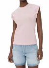 Pistola Olivia Rolled Sleeve Tee In White Ruby Stripe In Pink