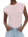 Pistola Olivia Rolled Sleeve Top In White Ruby In Pink