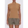 Pistola Olivia Stripe Cap Sleeve Cotton T-shirt In Brown
