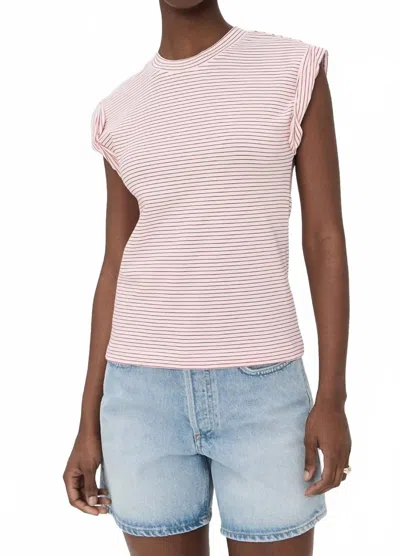 Pistola Olivia Tee In White Ruby Stripe In Pink