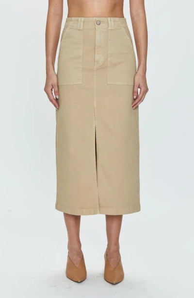 Pistola Pamela Stretch Cotton Midi Skirt In Latte