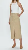 Pistola Pamela Stretch Cotton Midi Skirt In Beige