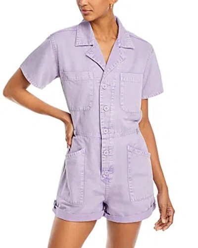 Pistola Parker Cotton Utility Romper In Purple Amethyst Snow