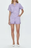 Pistola Parker Cotton Utility Romper In Purple Amethyst Snow