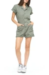 Pistola Parker Short Sleeve Romper In Colonel