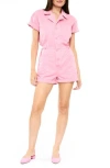 Pistola Meg Zip Front Romper In Flamingo
