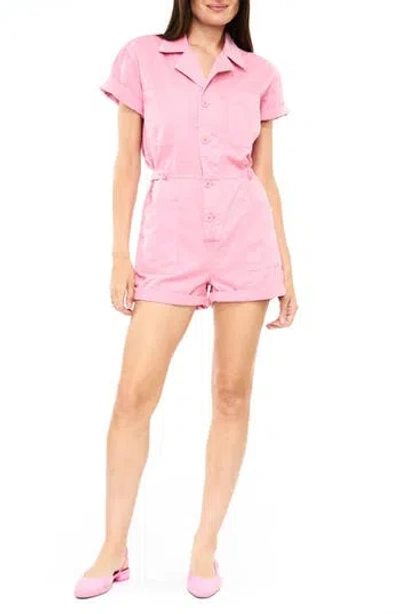 Pistola Meg Zip Front Romper In Flamingo In Flamingo