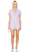 Pistola Parker Cotton Utility Romper In Purple Amethyst Snow