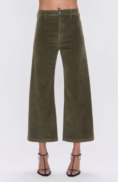 Pistola Penny Ankle Wide Leg Corduroy Jeans In Green