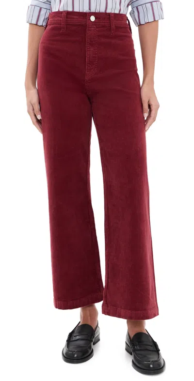 Pistola Penny Crop High Rise Corduroy Pants Deep Crimson In Red