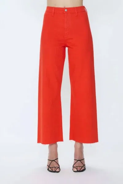 Pistola Penny Crop High Rise Wide Leg Crop Jeans In Chili In Red