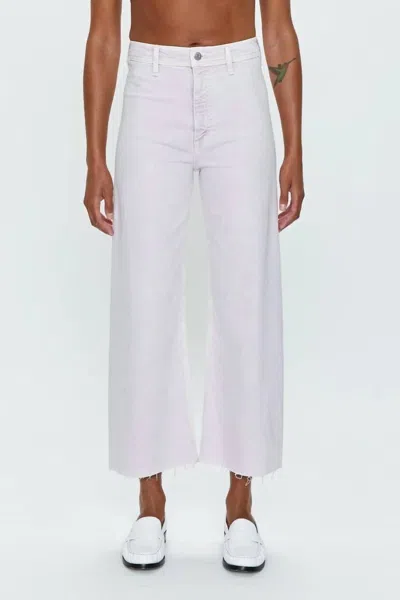 Pistola Penny Crop High Rise Wide Leg Denim Pants In Lavendar Haze Snow In White
