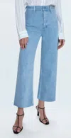 Pistola Penny Crop High Rise Wide Leg Pants In Frost Blue In Multi