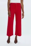 Pistola Penny Crop High Rise Wide Leg Jean In Ruby Wash In Red
