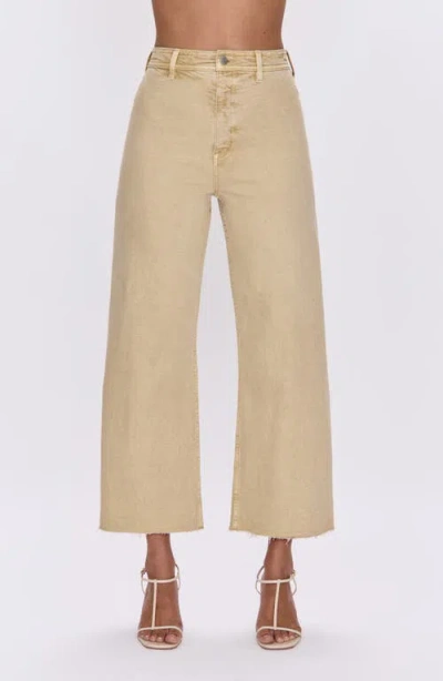 Pistola Penny Crop High Waist Raw Hem Wide Leg Jeans In Sand Dollar In Neutral