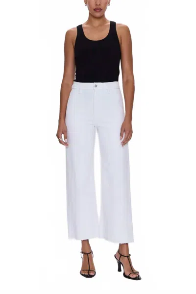 Pistola Penny Crop High Waist Raw Hem Wide Leg Jeans In Blizzard In Animal Print