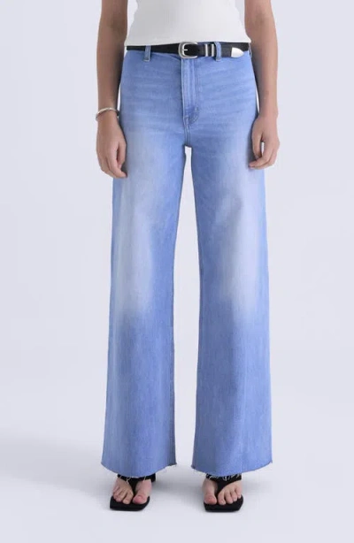 Pistola Penny Crop High Waist Wide Leg Jeans In Blue