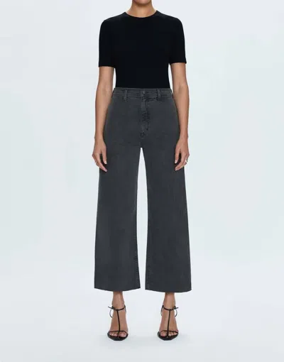 Pistola Penny Crop Wide Leg Jeans In Antique Graphite In Blue