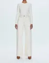 Pistola Penny Utility High Rise Wide Leg Denim Pants In Ecru In White