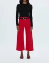 Pistola Penny Crop High Rise Wide Leg Jeans In Ruby In Red