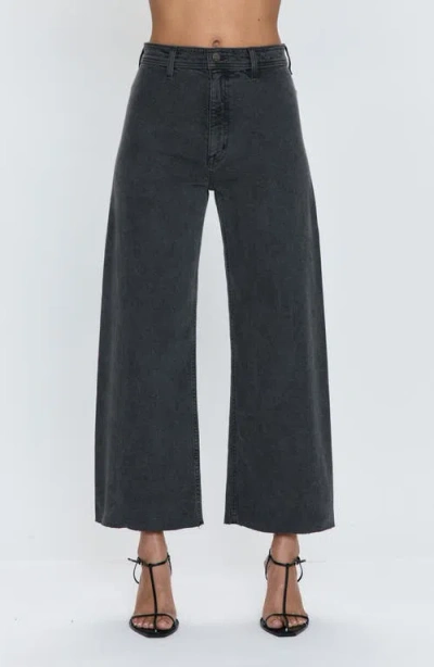 Pistola Penny High Waist Raw Hem Wide Leg Jeans In Antique Graphite
