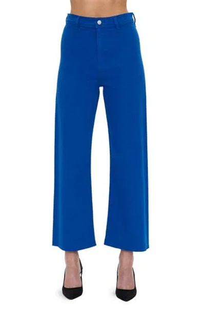 Pistola Penny High Waist Raw Hem Wide Leg Jeans In Cobalt
