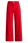 Pistola Penny High Waist Raw Hem Wide Leg Jeans In Ruby