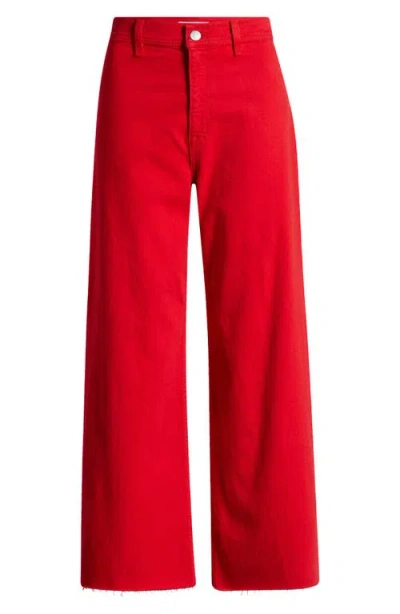 Pistola Penny High Waist Raw Hem Wide Leg Jeans In Ruby