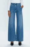 Pistola Penny High Waist Raw Hem Wide Leg Utility Jeans