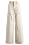 Pistola Penny High Waist Wide Leg Utility Jeans In Ecru