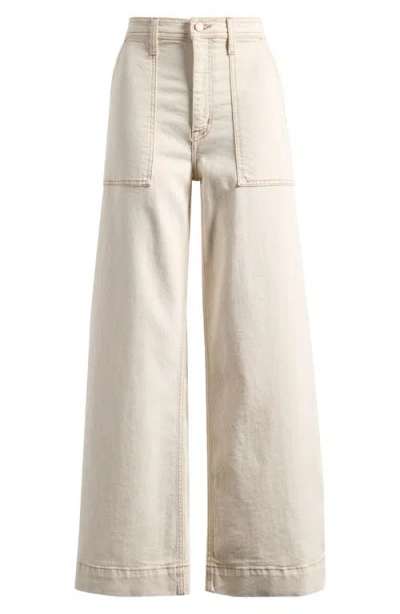 Pistola Penny High Waist Wide Leg Utility Jeans In White