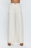 Pistola Penny Utility High Rise Wide Leg Denim Pants In Ecru In Sand