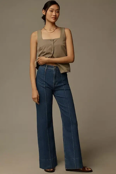 Pistola Penny Pintuck High-rise Wide-leg Ankle Jeans In Blue