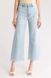 Pistola Penny Raw Hem High Waist Ankle Wide Leg Jeans In Blue