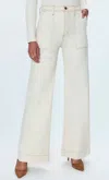 Shop Pistola Penny Utility High Rise Wide Leg Denim Pants In Ecru